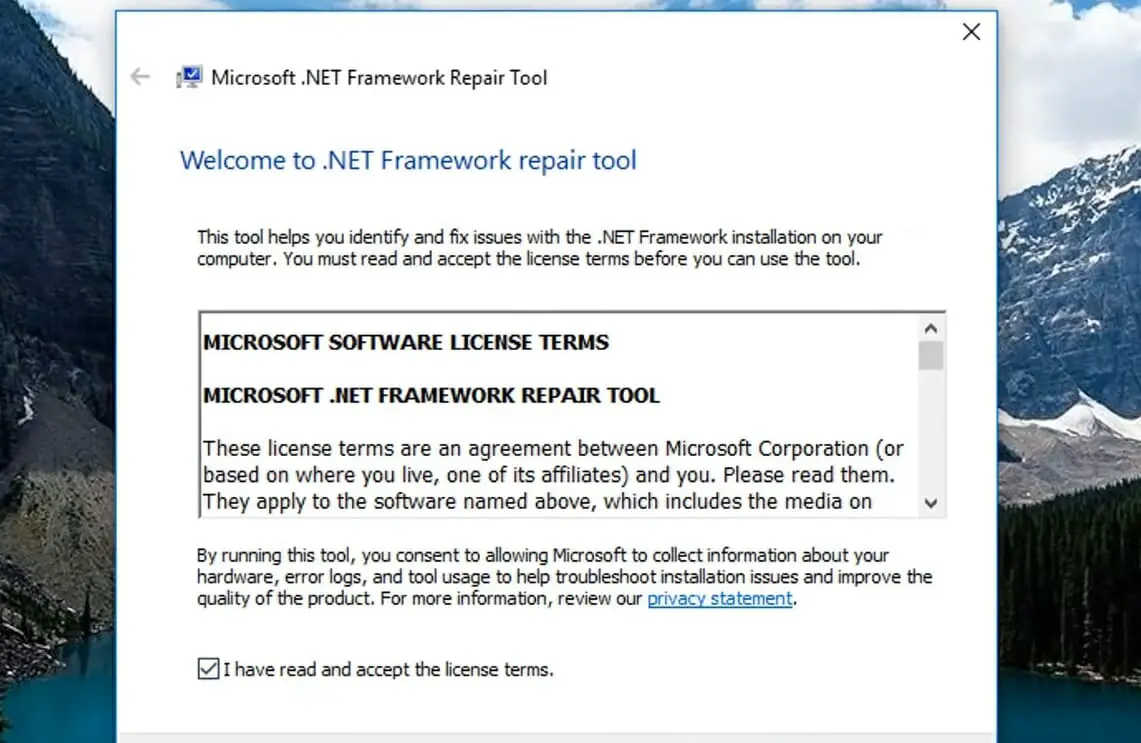 La herramienta de reparación de .NET Framework 0x80070643 windows 11