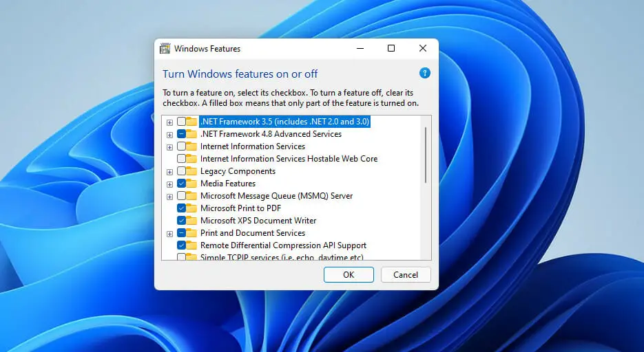 Funciones de Windows La administración de máquinas virtuales no está presente en esta máquina