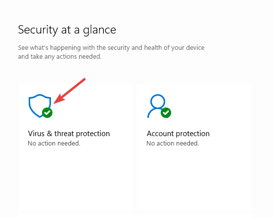 Haga clic en protección contra virus y amenazas