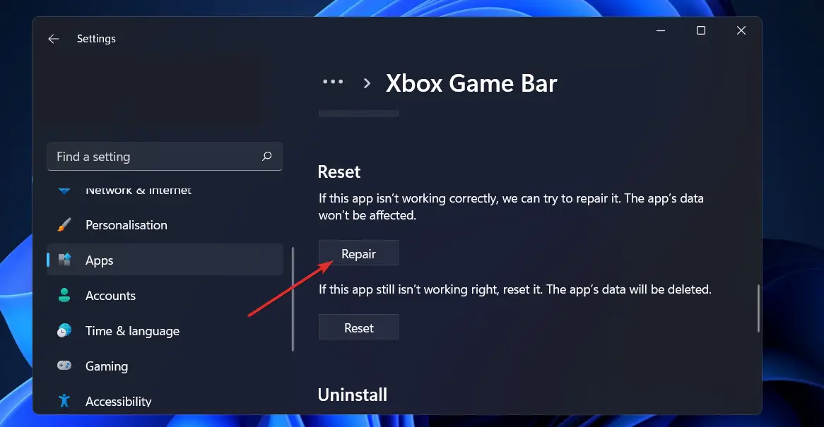 reparar-xbox-bar la barra de juegos de xbox no funciona windows 11
