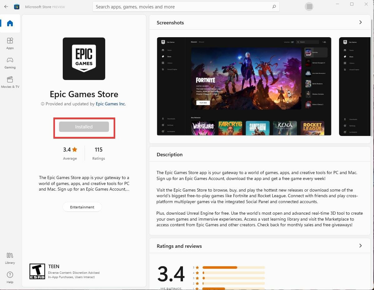 Epic Games Store: revisión de la versión de Microsoft Store