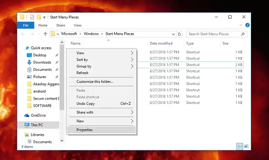 REVISIÓN: falta el icono del Explorador de archivos en el menú de inicio de Windows 10
