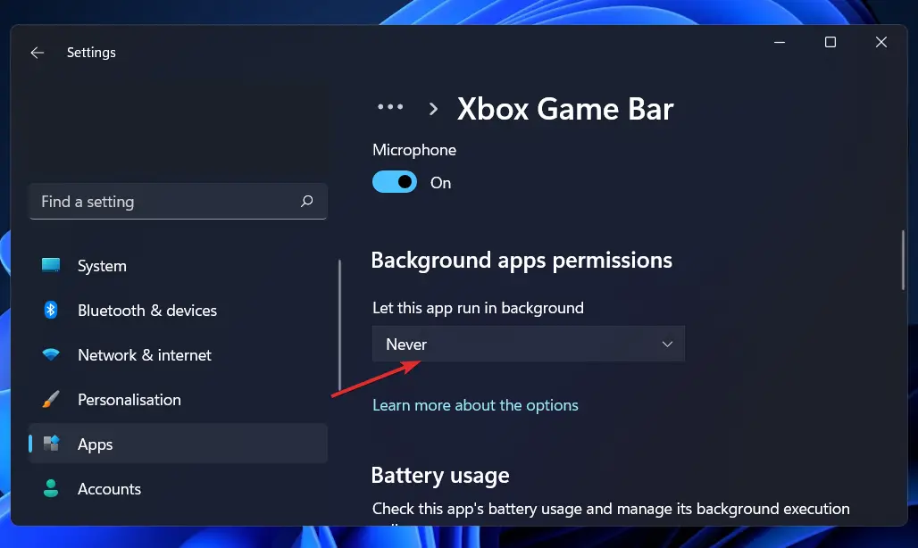 nunca-bg-procesar desinstalar la barra de juegos xbox windows 11