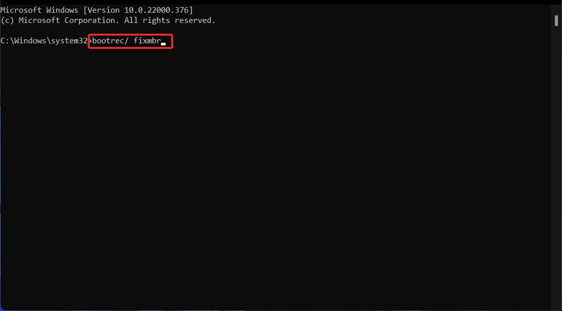 bootrec-fix-cmd código de error de Windows 11 0xc00000e
