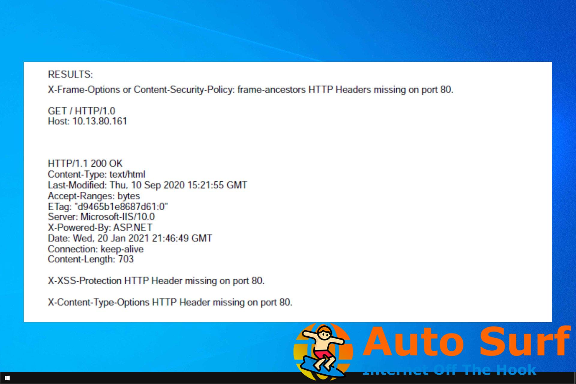 Encabezado de seguridad HTTP no detectado
