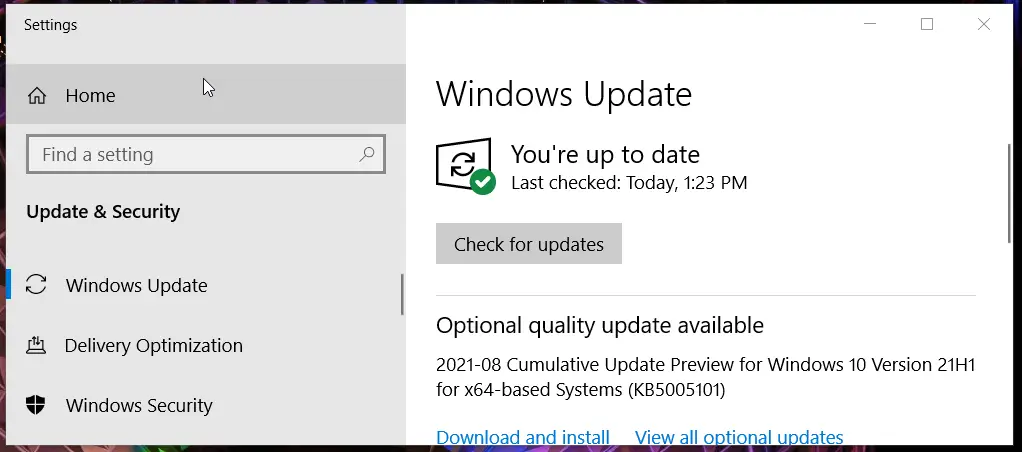 La pestaña de Windows Update en Configuración de los airpods no se conecta a