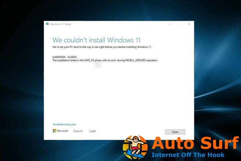 Cómo reparar el código de error de Windows 11 0x800f0830
