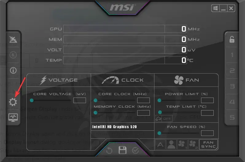 Configuración del postquemador MSI