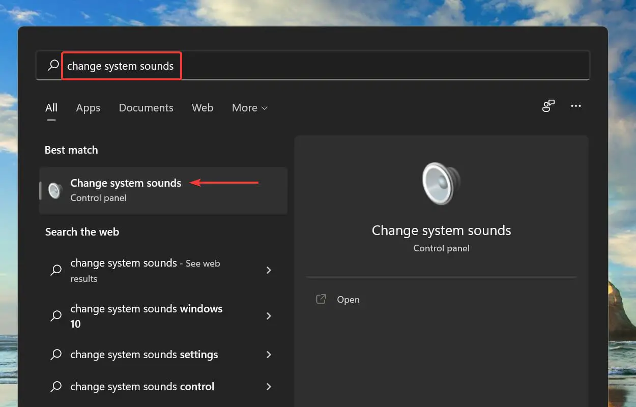 Cambie los sonidos del sistema para reparar Windows 11 Dolby Atmos que no funciona