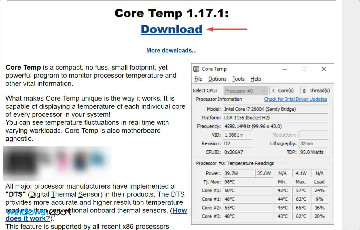 Descargue Core Temp para ver cómo verificar la temperatura de la CPU en Windows 11