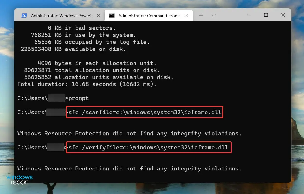 Ejecute SFC para ieframe.dll para corregir el brillo que no funciona en Windows 11