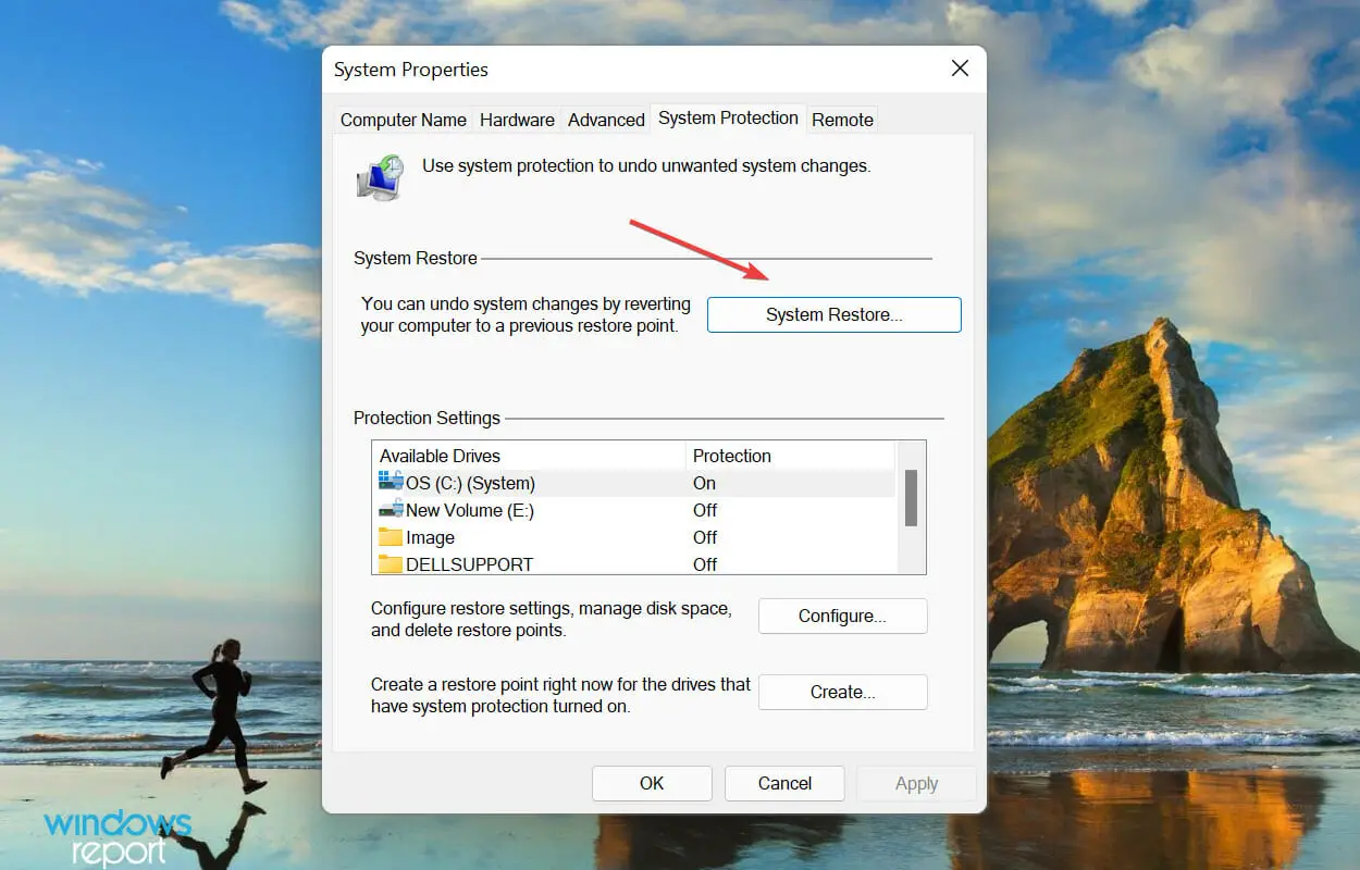 Restauración del sistema para corregir el brillo que no funciona en Windows 11