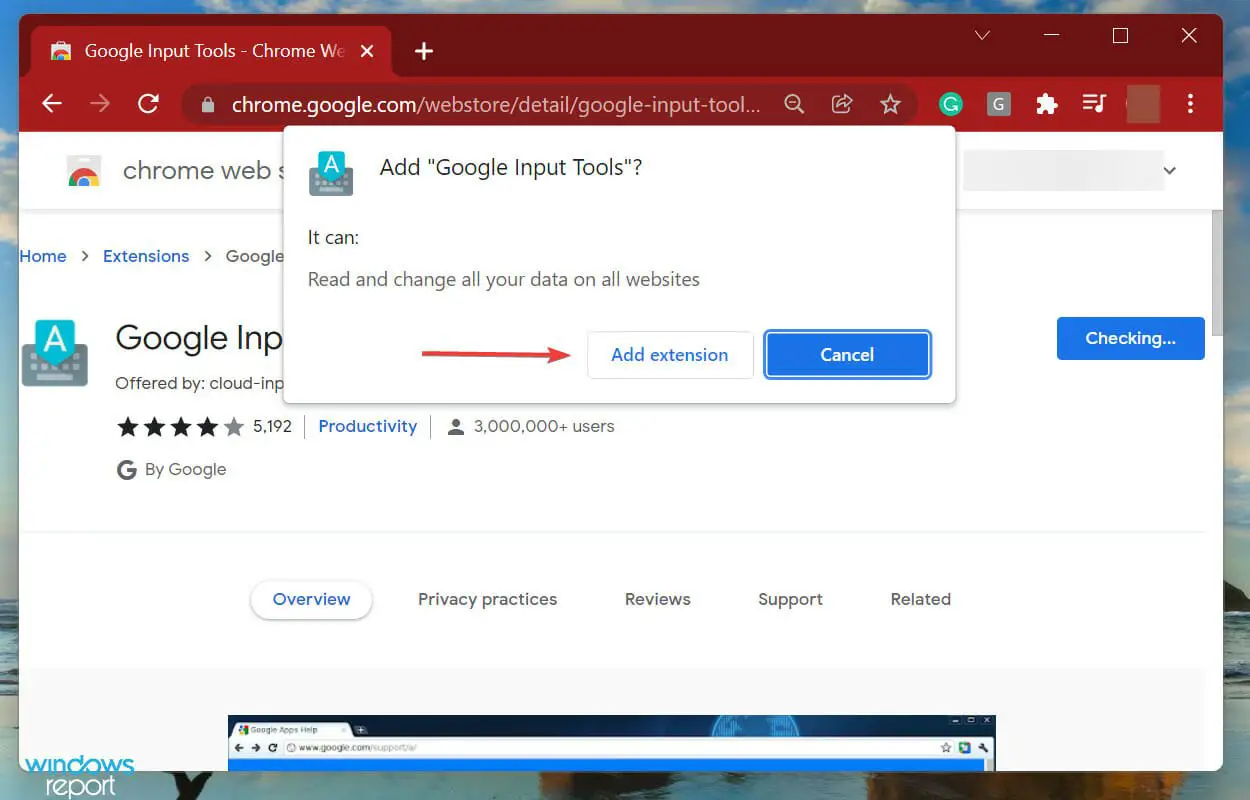 Agregar extensión para obtener herramientas de entrada de Google para Windows 11