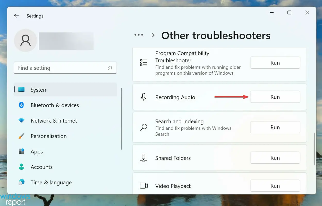 Ejecute el solucionador de problemas de grabación de audio para corregir la escritura de voz de Windows 11 que no funciona