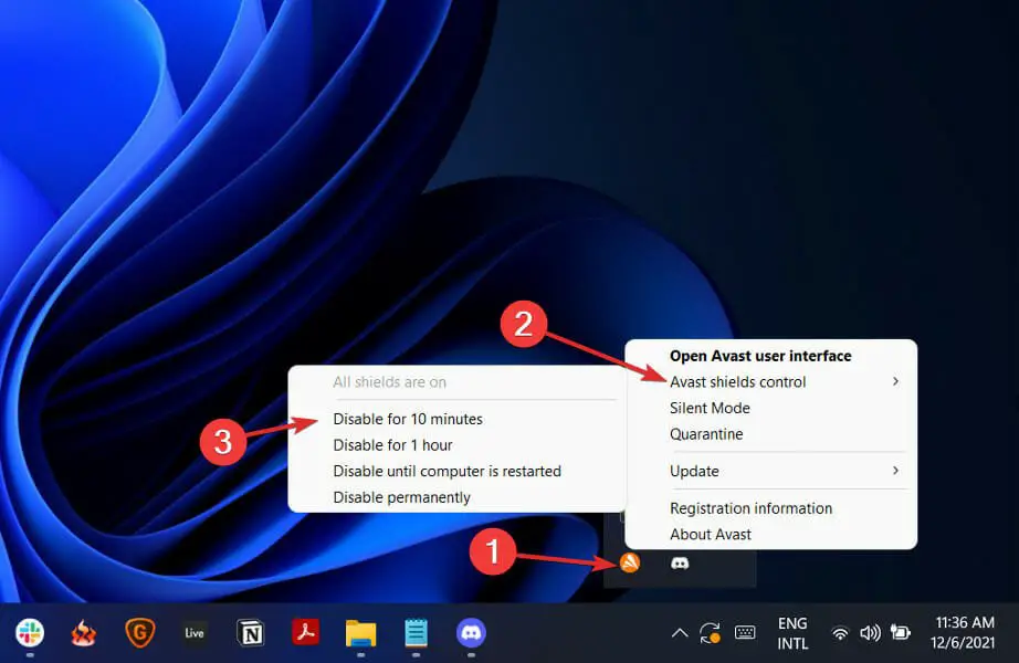 deshabilitar-antivirus-icono controlador xbox no reconocido windows 11