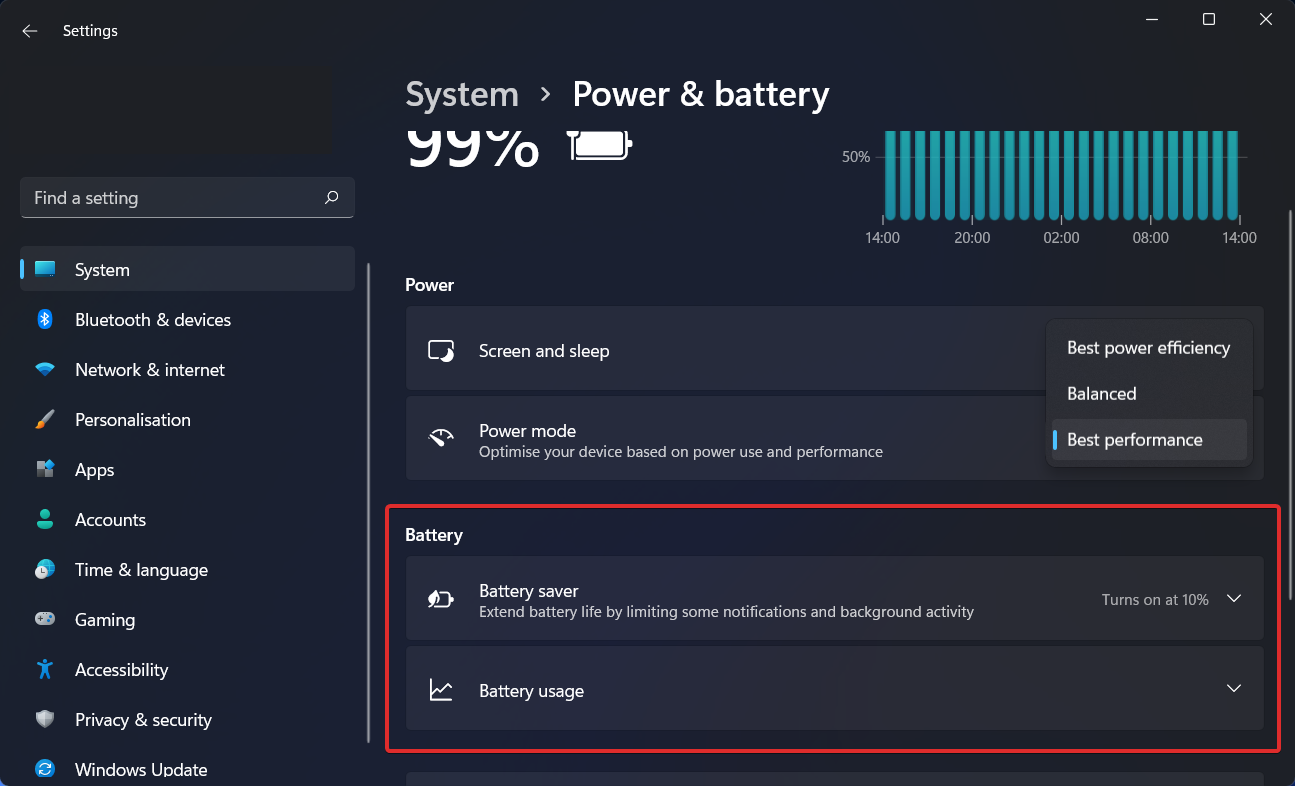la frecuencia de actualización dinámica de Windows 11 de la batería no funciona