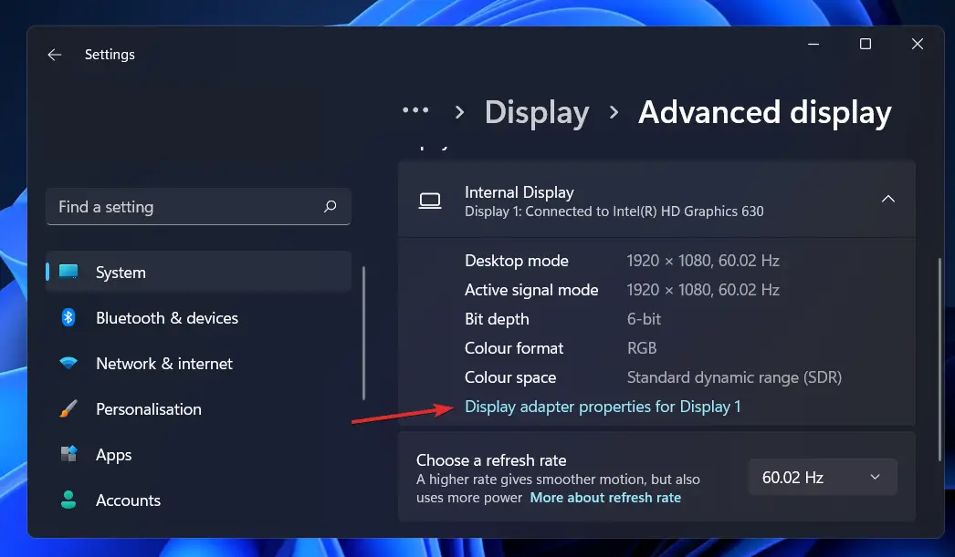 Las propiedades del adaptador de pantalla de Windows 11 no pueden cambiar la resolución