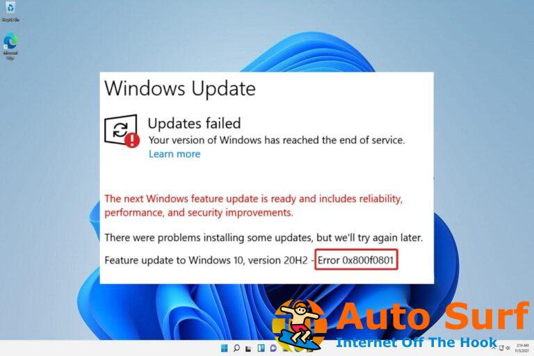 Cómo reparar el código de error 0x800f0801 en Windows 11