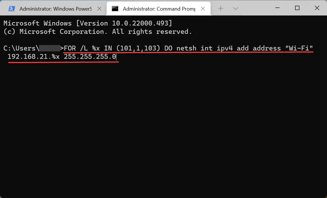 Ejecute el comando Netsh para Windows 11 agregue una dirección IP secundaria