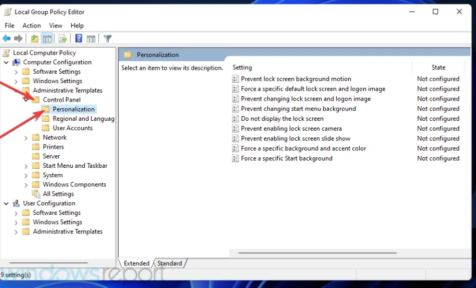 La configuración de Personalización deshabilita la pantalla de bloqueo de Windows 11