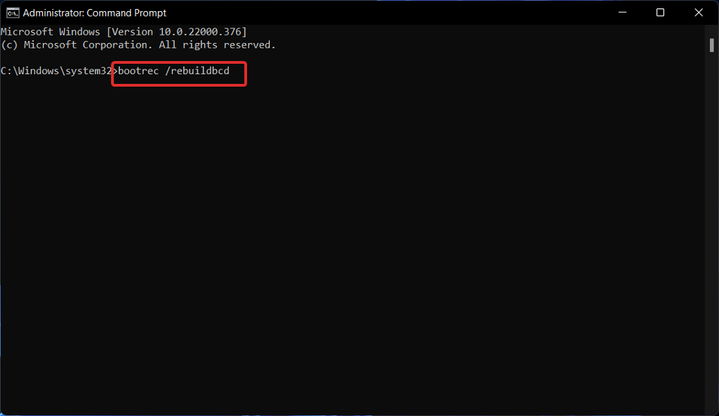 bootrec-cmd código de error de Windows 11 0xc000000f