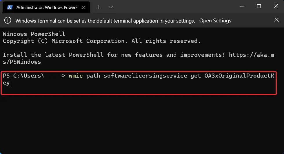Error de activación de Windows 11 de terminal de ruta 0xc004f213