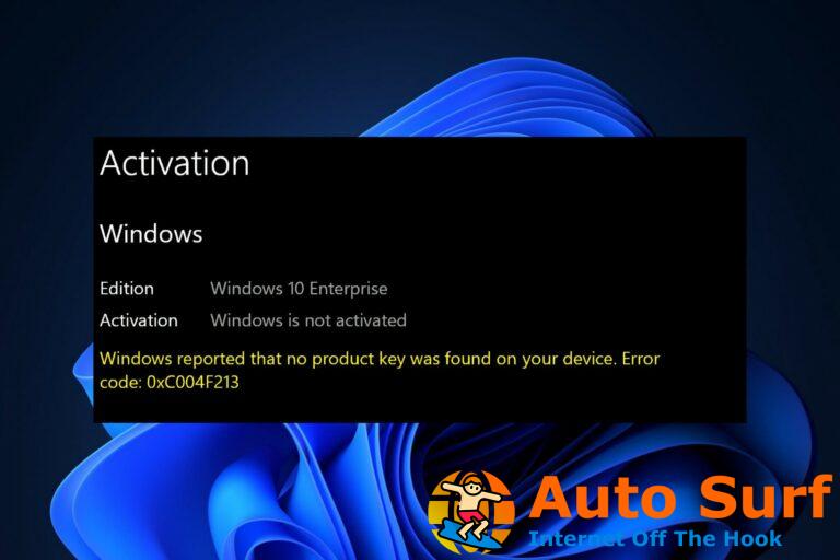 Solución: error de activación de Windows 11 0xc004f213