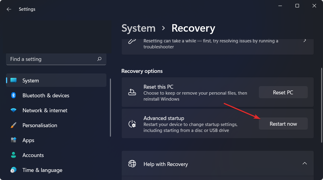reiniciar-ahora-boton como entrar en modo recovery windows 11