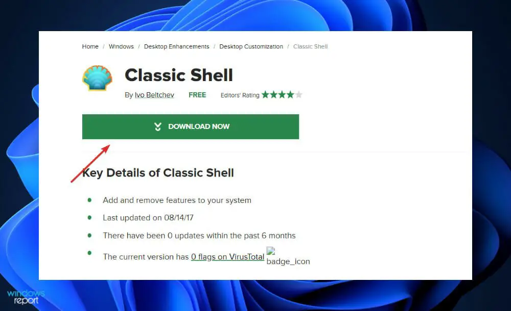 download-cnet Cómo instalar Classic Shell en Windows 11