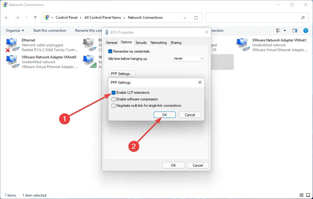 Habilite las extensiones LCP para abordar la VPN L2TP que no funciona en Windows 11