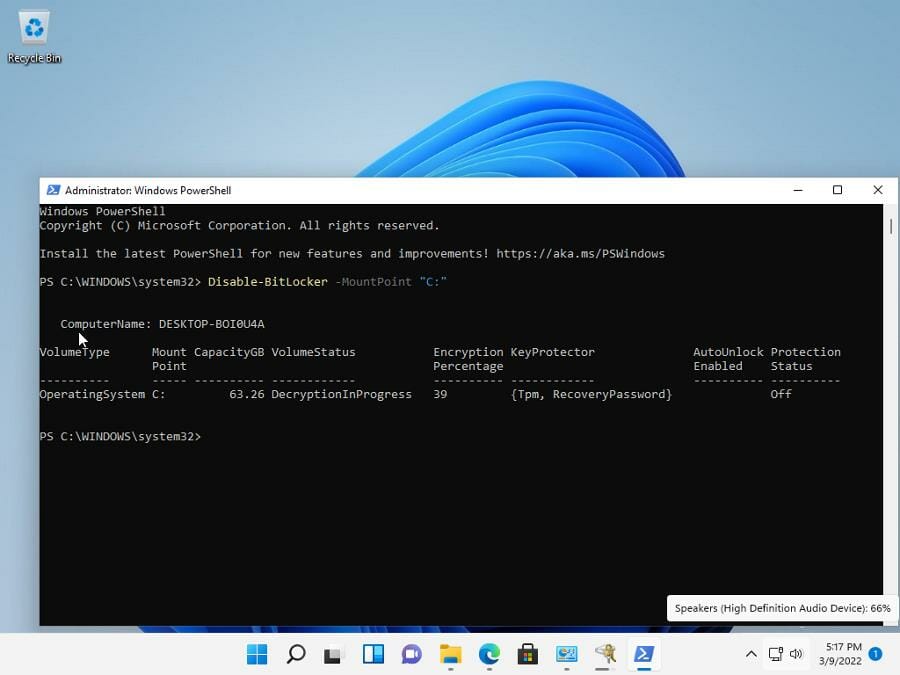 Cómo deshabilitar BitLocker en Windows 11