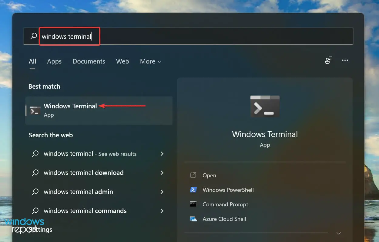 Inicie Windows Terminal para arreglar Lifecam Studio Windows 11