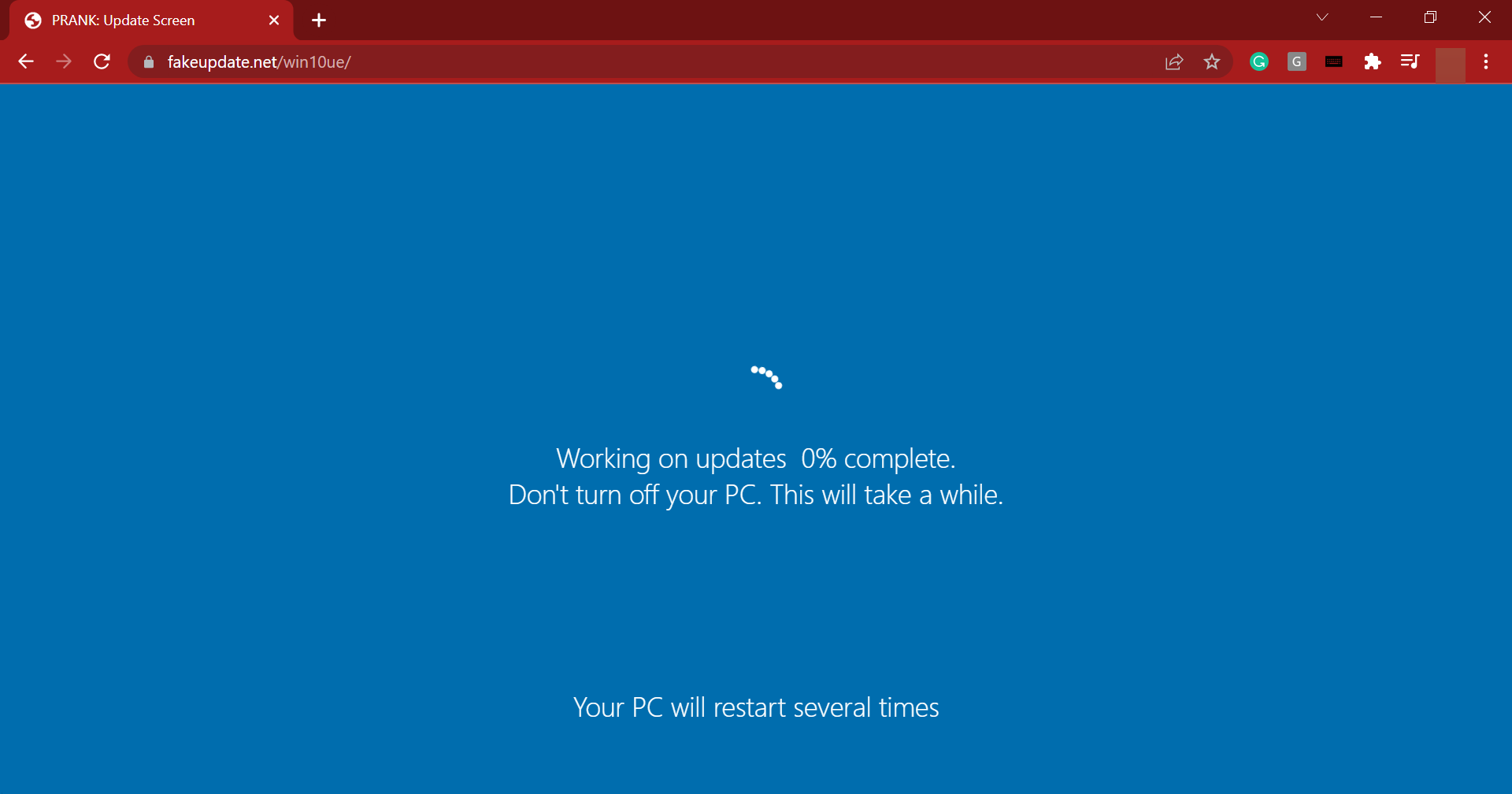 Actualización falsa para crear bromas de error de Windows 11