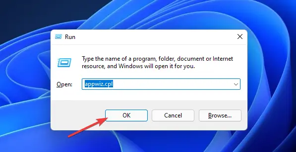 El comando appwiz.cpl error de activación de Windows 11 0x87e10bc6