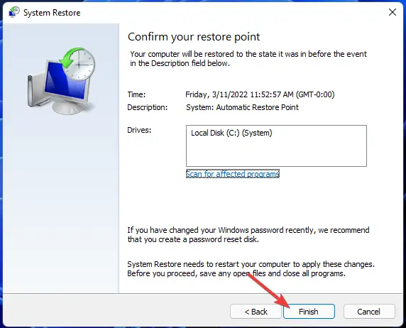 Error de activación del botón Finalizar Windows 11 0x87e10bc6
