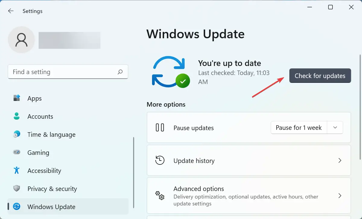 Busque actualizaciones para corregir el código de error 43 de Windows 11
