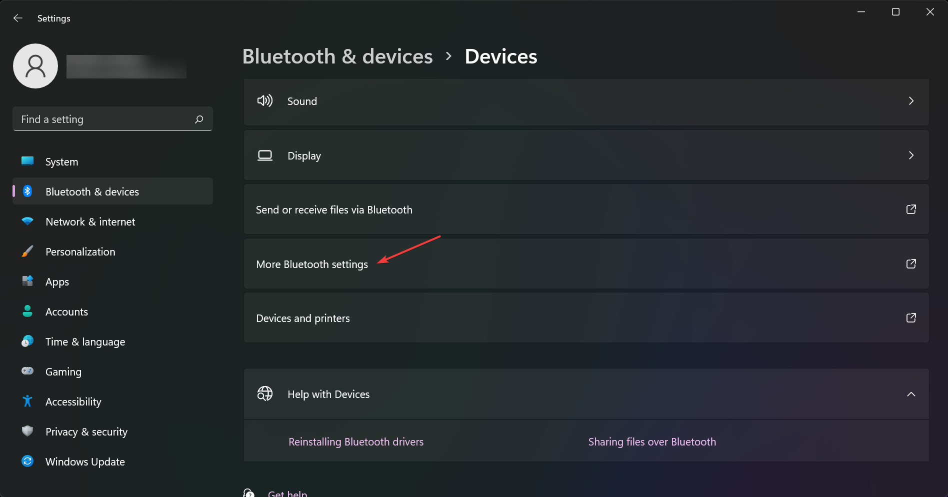 más configuraciones de Bluetooth
