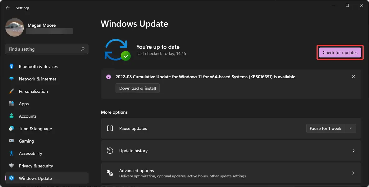 verifique las actualizaciones de Windows si el mar de ladrones tiene bajos fps.