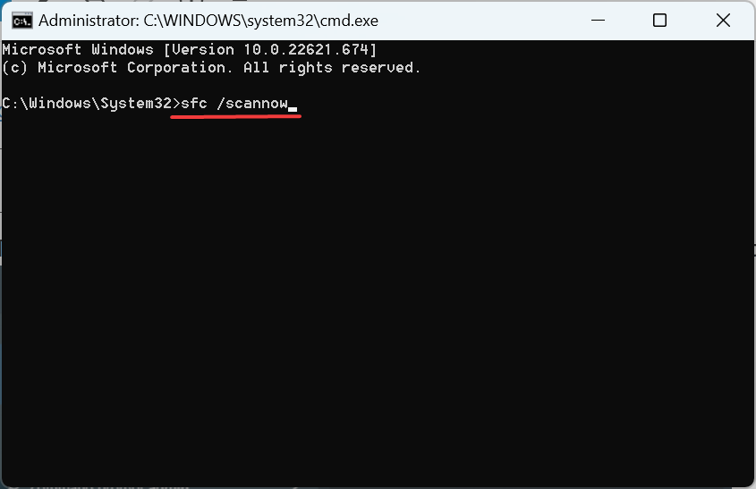 Escaneo sfc para reparar el error inesperado de Windows Defender