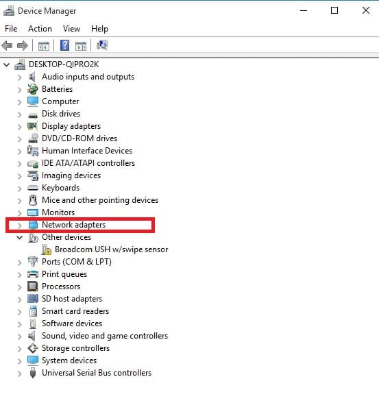 controladores de adaptador de red La computadora portátil HP no se conecta a Wi-Fi en Windows 10