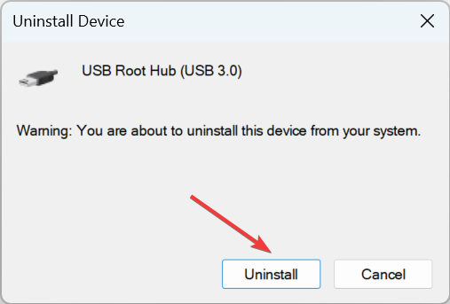 confirme la desinstalación para reparar el dispositivo USB no reconocido Windows 10