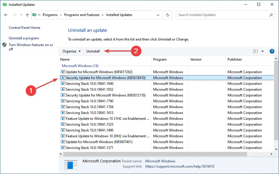 elimine las actualizaciones recientes para corregir la excepción de kmode no manejada en Windows 10