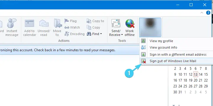 Cerrar sesión de Windows Live Mail no funciona
