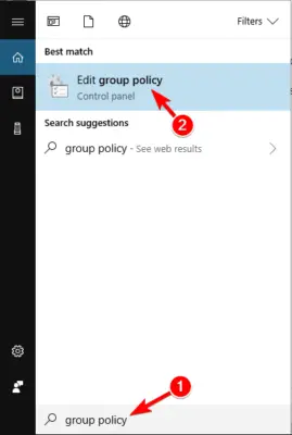 editar búsqueda de política de grupo No puedo iniciar sesión con la cuenta de Microsoft Windows 10