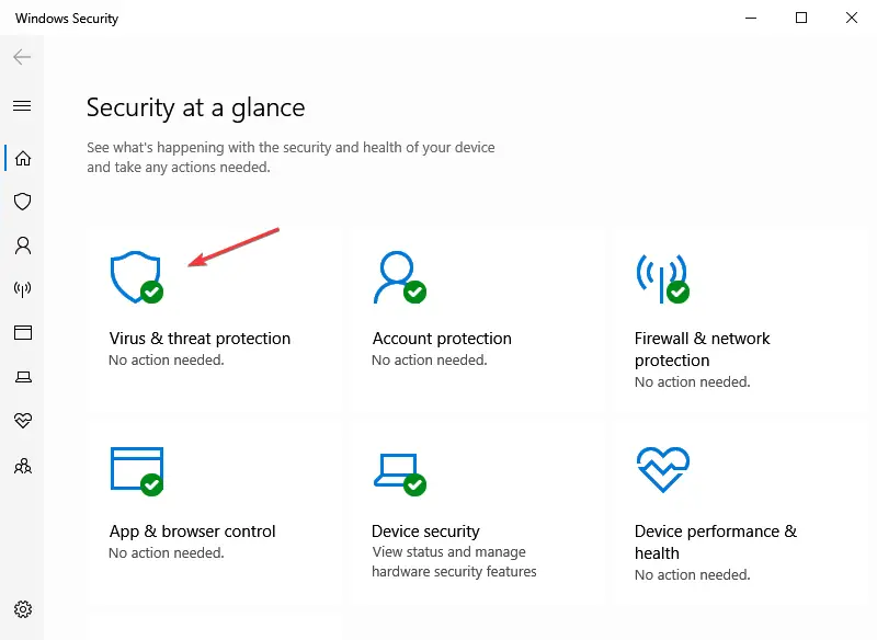 protección contra virus y amenazas para reparar la administración de memoria de Windows 10