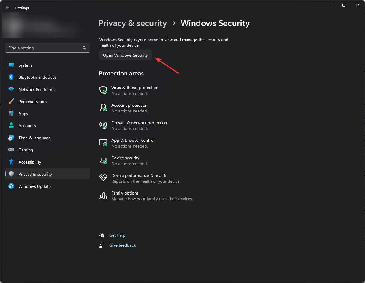 Seguridad de Windows abierta