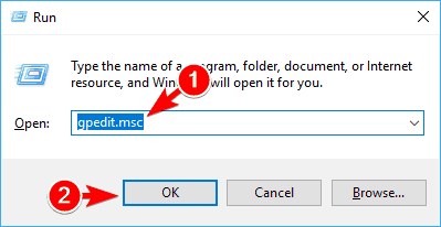 gpedit.msc ejecutar ventana deshabilitar la clave de Windows