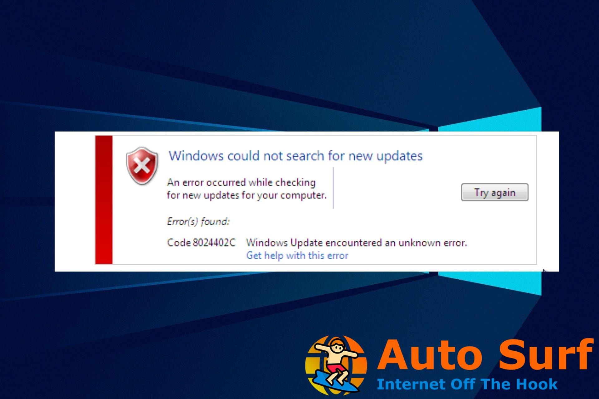 Cómo reparar el código de error de actualización de Windows 8024402