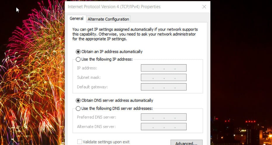 La opción Usar las siguientes direcciones de servidor DNS ha sido desconectado de los servicios de blizzard