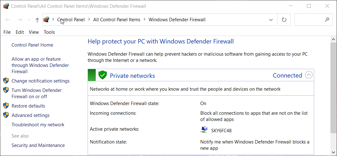Subprograma de Firewall de Windows Defender: lo han desconectado de los servicios de blizzard